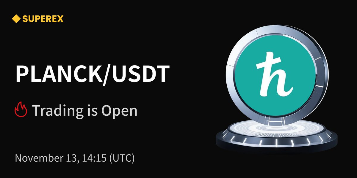 SuperExet's tweet image. #SuperEx New Listing

Listing: $PLANCK (@plancknetwork)
Trading Starts: November 13, 14:15 (UTC)
Details: support.superex.com/hc/en-001/arti…
Trade Now: superex.com/trade/PLANCK_U…