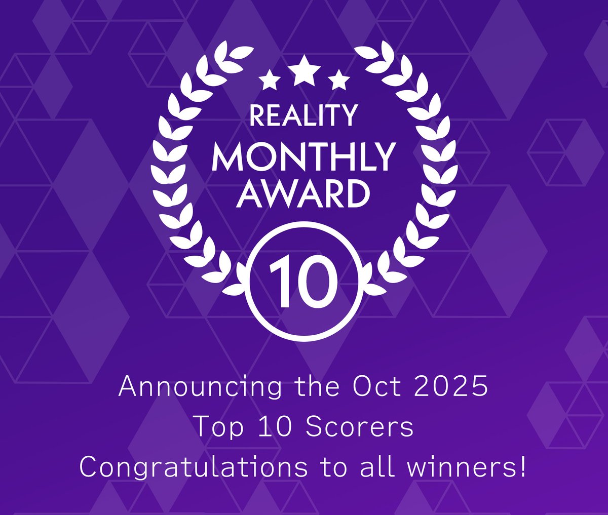 REALITY_app_en's tweet photo. ＼✨REALITY MONTHLY AWARD✨／

This is given to streamers with the highest monthly score earnings🏆
Congratulations to the Oct 2025 winners🎉

Best of luck for next month🌈
#REALITY
#REALITYMONTHLYAWARD https://t.co/WfS95kYy1D