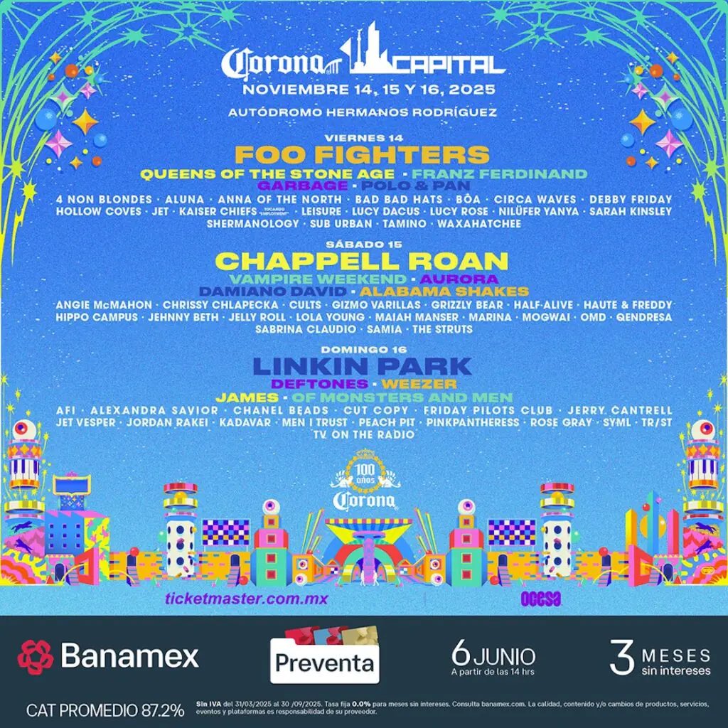 Corona capital 
2 sábado zona plus 
$2200 c/u 
<a href="/mx_tickets/">Tickets MX</a>