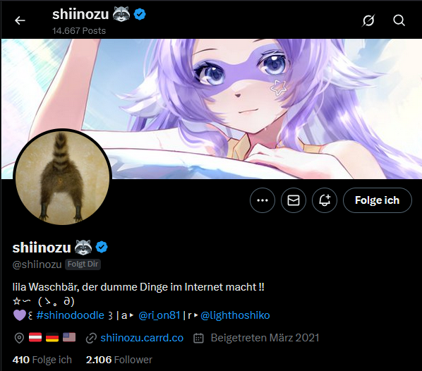 DannyVpg's tweet image. Ich werd vom lila Waschbär verfolgt! 😳😆

Guten Morgen @shiinozu 😁