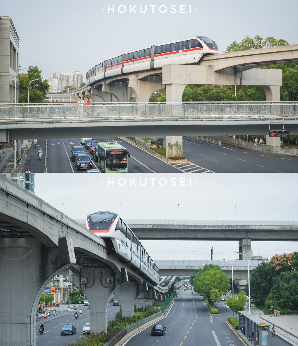 HOKUTOSEI19's tweet photo. 单轨列车，勾勒水光之上的都市天际线。 

Wuhu Monorali Line 1 https://t.co/CzQn3mV60M