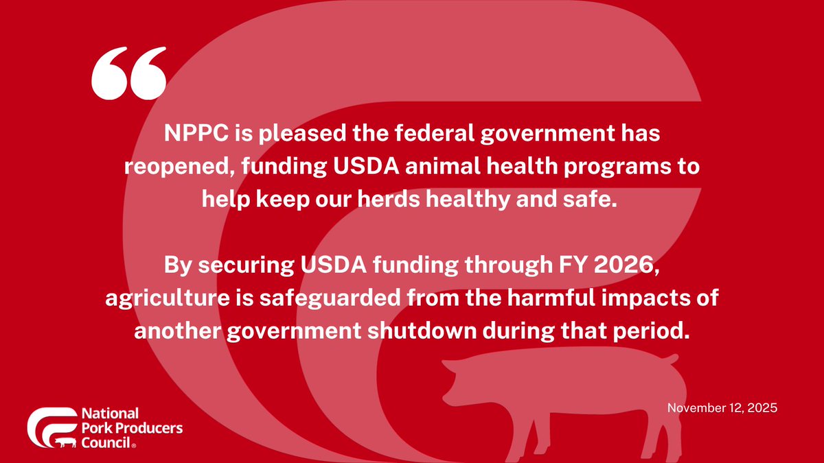 NPPC's tweet image. NPPC statement on the reopening of the federal government: