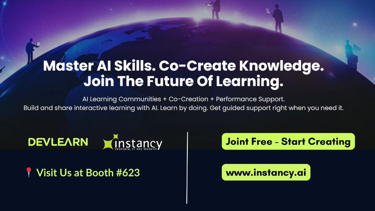 harveysingh's tweet image. Master AI skills—co-create and learn with #Instancy! On the web and mobile apps 

Meet us at #DevLearn2025 Booth 623.
Start free: instancy.ai
#EdTech #AIineLearning