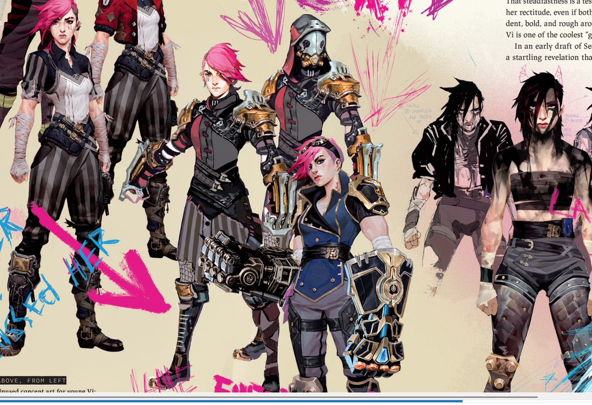 Vi, who works under Silco, can be seen in the artbook, but in this video we get to see her whole body😄