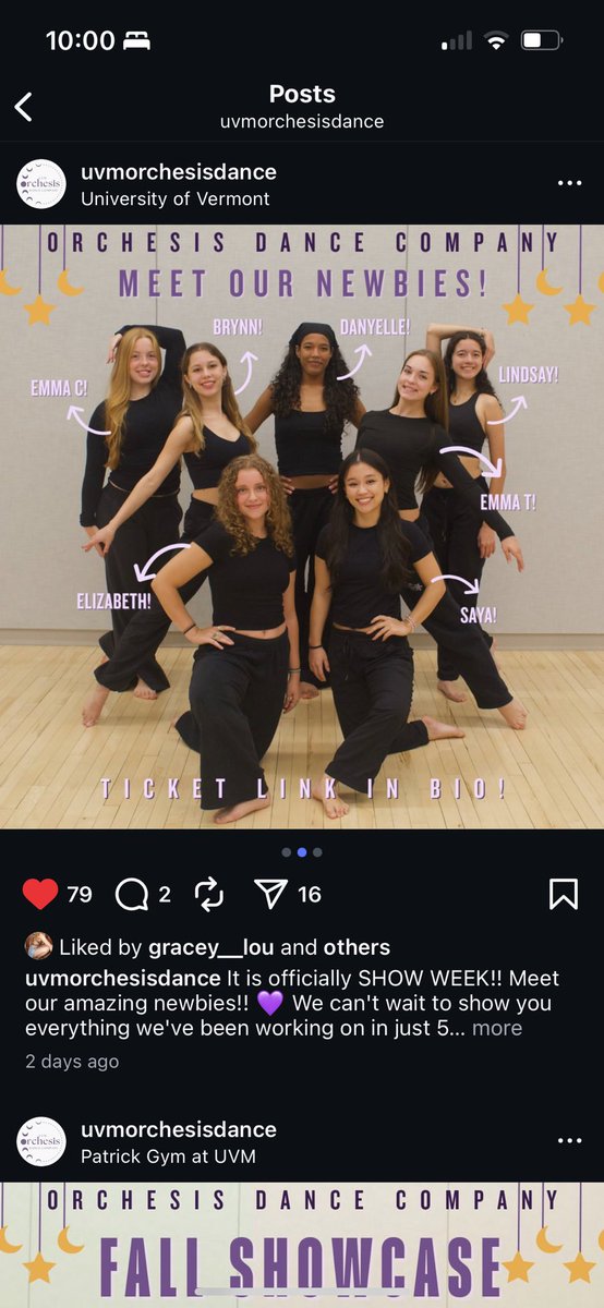 Headed up to the University of Vermont to catch the Orchesis Dance team’s Fall Showcase this Saturday. Grace is the current President of the organization, &amp; Emma is a Freshman dancing in every piece! I can’t wait to see my girls dance together again! @uvmorchesisdancecompany