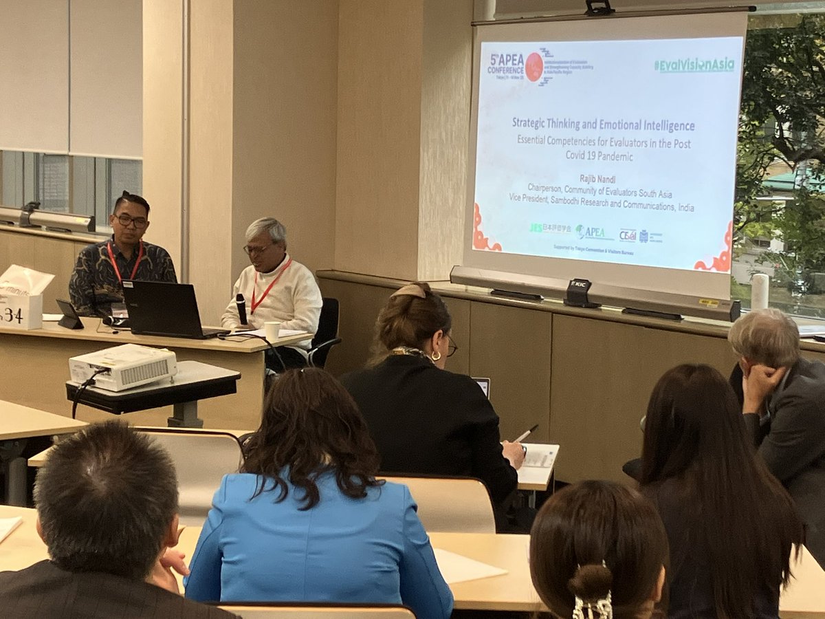 cloneshouse's tweet image. What competencies are needed by #evaluators in this new world:

1️⃣ self awareness
2️⃣ workshop facilitation - shifting from PPT to role playing and more participatory methods
3️⃣mentorship 

- Rajib Nandi during the strengthening #evaluation standards session. #EvalVisionAsia