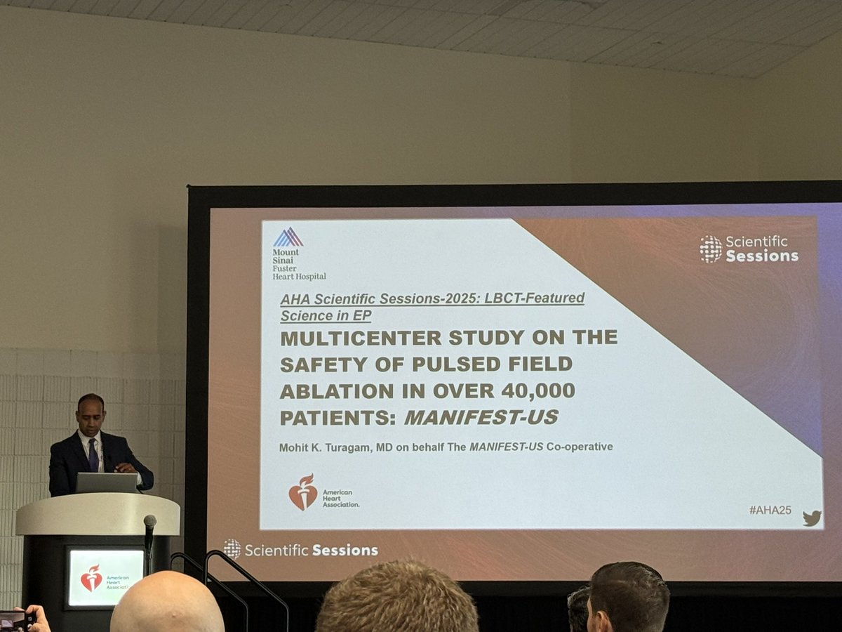 Pooh_Velagapudi's tweet photo. @MohitTuragam —> Multicenter study on the safety of #PFA in >40k patients: MANIFEST-US study! #LBCT #AHA2025 @AHAScience @ACCinTouch @HRSonline @VivekReddyMD #ACCEP @MountSinaiNYC @DLBHATTMD @ACCinTouch @JACCJournals @hmkyale 

Link to pub: https://t.co/73T42vEpaA https://t.co/Pdix5YA4a4