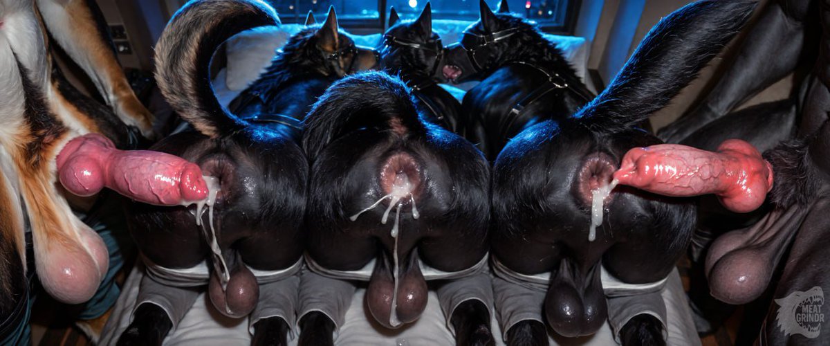 MeatGrindrAI's tweet photo. 3 hungry wolf holes face down asses up, 
- No loads refused
- Open door policy
- Tops only, no other bottoms
- Cum and go unless you are going to cum again
- No marathons if there is a line  
 #Yiff #furry #furryart #NSFW #AI #werewolf https://t.co/ILmj6c6x7T