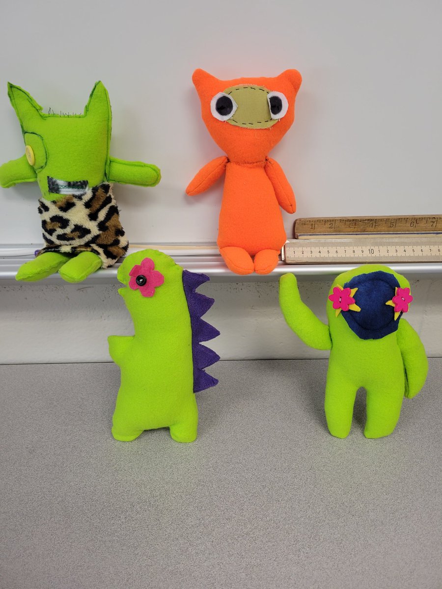 How adorable are these stuffed monsters!? I'm so proud of my creative students!! #FashionClass #AHSisFamily