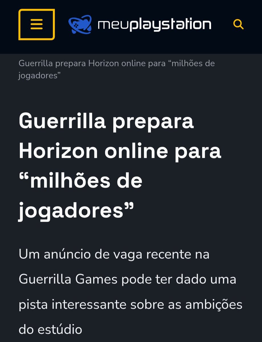 jan_PSN's tweet photo. @vitorpsarts Mas tem um rumor q a guerrilla está  fazendo   um MMO do horizon  também
Que estranho https://t.co/bHIFnCA7Jq