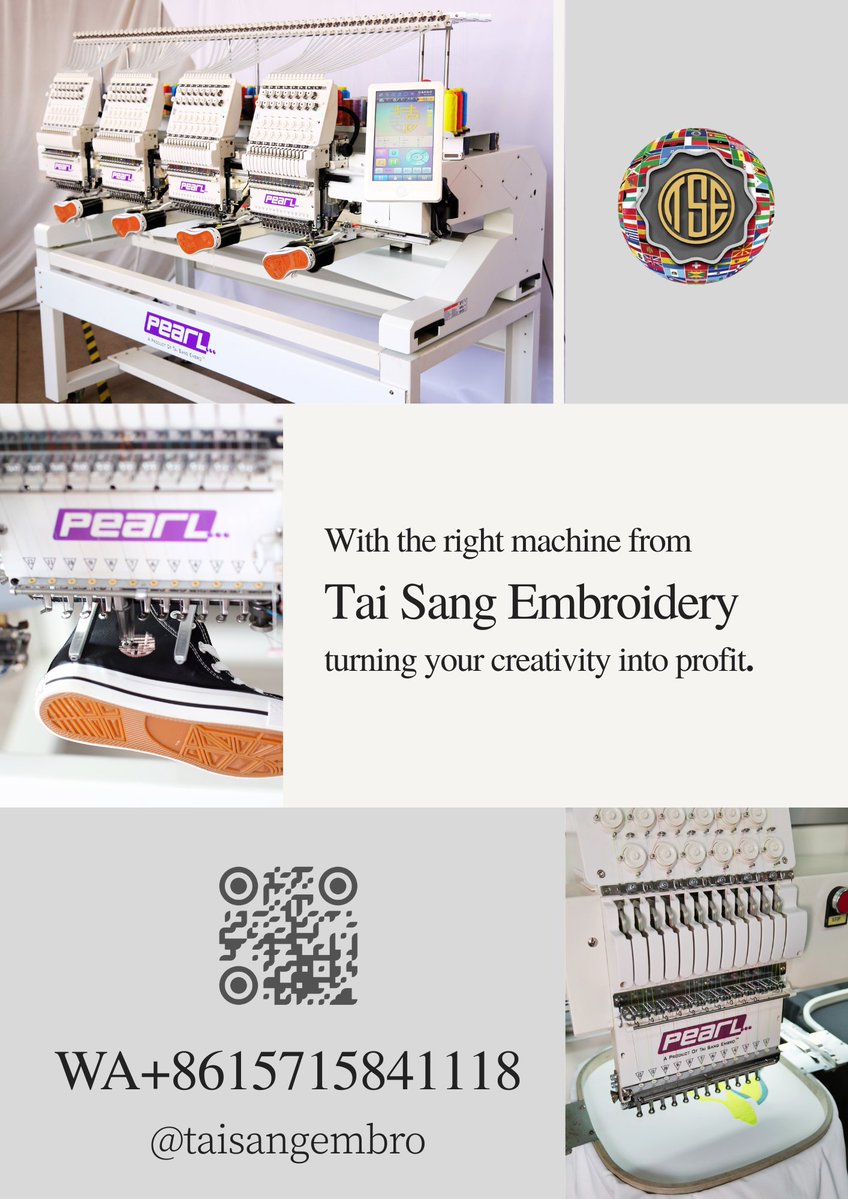 TaiSangCN's tweet image. 💡 Turn Your Creativity Into Profit!
With the right embroidery machine from Tai Sang Embroidery, your ideas can become beautiful, high-quality products that sell. 🧵✨
wa.me/8615715841118
#taisangembro #taisangembroidery #embroiderymachine #embroiderybusiness  #creative