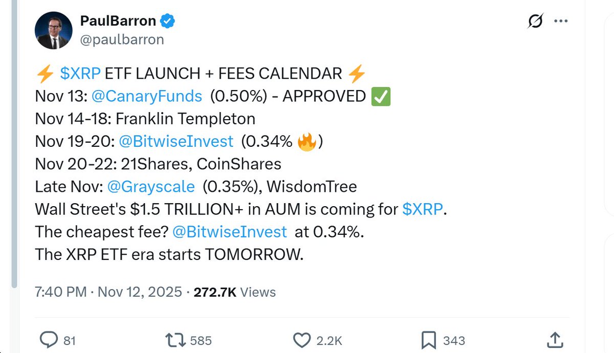 $XRP ETF Launch Calendar:

XRP ETFs changes everything.