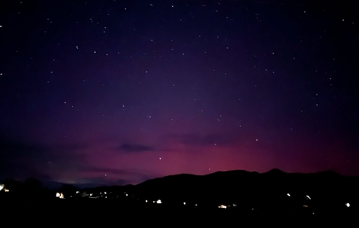 It’s not as spectacular as last night but beautiful nonetheless. Northern Lights in New Mexico at 7,500 feet above sea level.