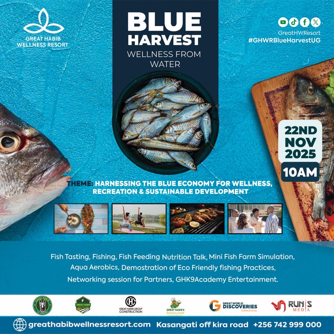 RunisMedia1's tweet photo. π£ The countdown is on!
Just 09 days to #GHWRBlueHarvestUG the ultimate seafood & fun fest under the theme: Celebrating Sustainable Fisheries For HealthyLives & Thriving Communities hosted at @GreatHWResort
Bring your friends & family for waves of excitement ππ | #RMLCT25 https://t.co/kI4Nc3XyXz