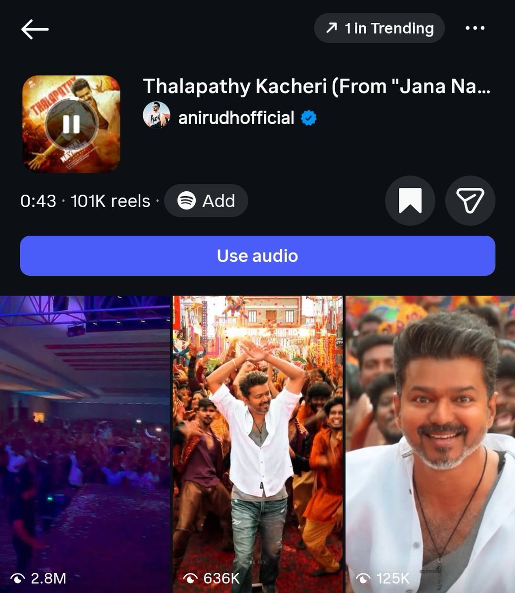 #ThalapathyKacheri - 100K reels on Insta🔥

#1 in Trending 📈 

<a href="/actorvijay/">Vijay</a> #HVinoth <a href="/anirudhofficial/">Anirudh Ravichander</a> <a href="/Arivubeing/">Arivu</a> <a href="/KvnProductions/">KVN Productions</a> <a href="/TSeries/">T-Series</a> <a href="/Jagadishbliss/">Jagadish</a> <a href="/LohithNK01/">Lohith NK</a>