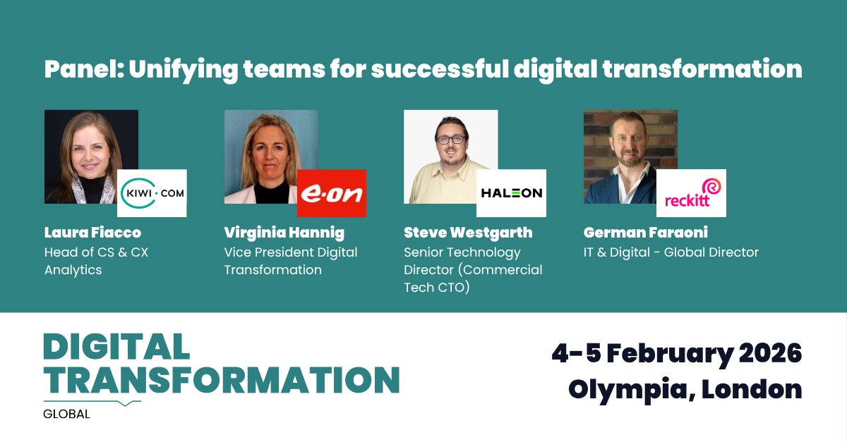 DigitalTWeek's tweet image. Digital transformation succeeds when people &amp;amp; priorities move together with clarity and shared ownership.

If you’re responsible for orchestrating cross-functional change, this panel at Digital Transformation Expo is for you.

🎟️ Register your pass today: digitaltransformation-week.com/global/