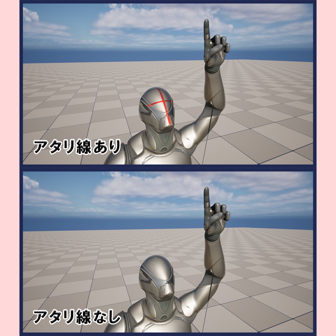 アニメ制作の絵コンテ・Vコンテに重宝するアタリ線（十字線）を、UE5のデフォルトキャラに入れてみました。
顔の向きが一目でわかって便利。

1) 元のテクスチャをエクスポート
2) PhotoshopやIllustratorで線を書く
3) UEに再インポート

これだけで簡単に追加できます。

#UE5 #リトルビット