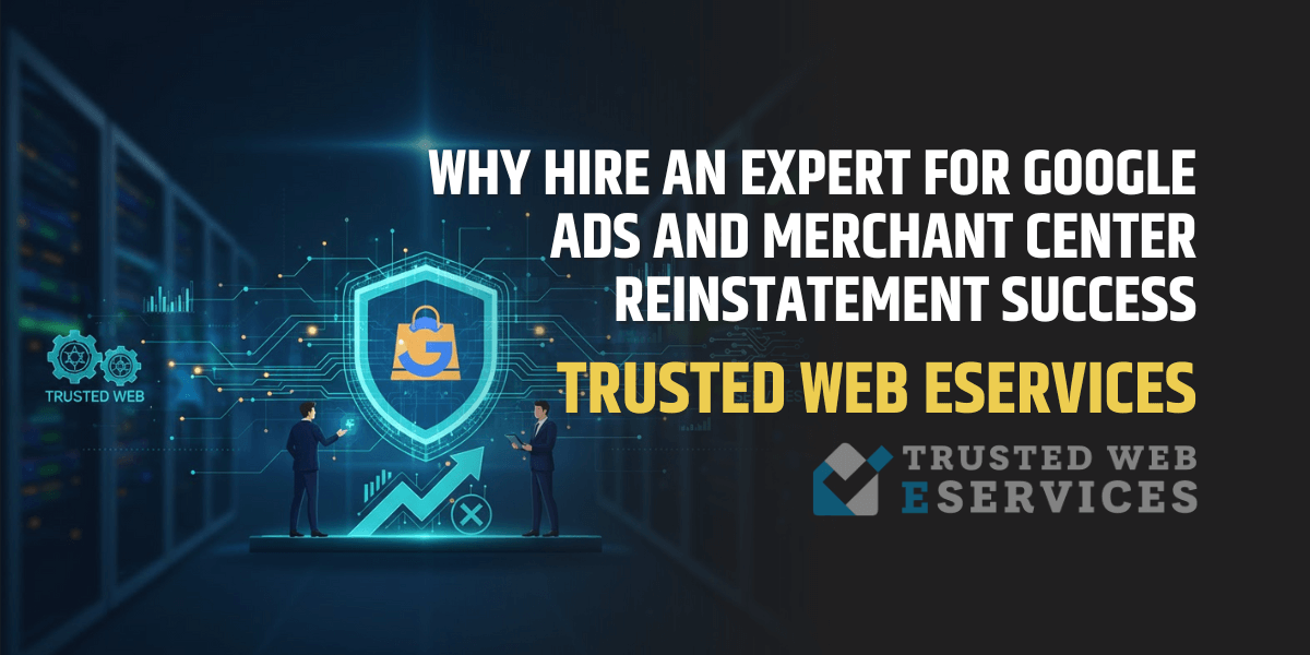 TWeServices's tweet photo. 🔥 Why You Should Hire Trusted Web Eservices for Google Ads or Merchant Center Suspensions?

Here's the guide: https://t.co/XuqPUQtgGV

#GoogleAds #MerchantCenter #AccountSuspended #PPCMarketing #GoogleCompliance #AdReinstatement #DigitalMarketing https://t.co/9H2Fsb5Mnp