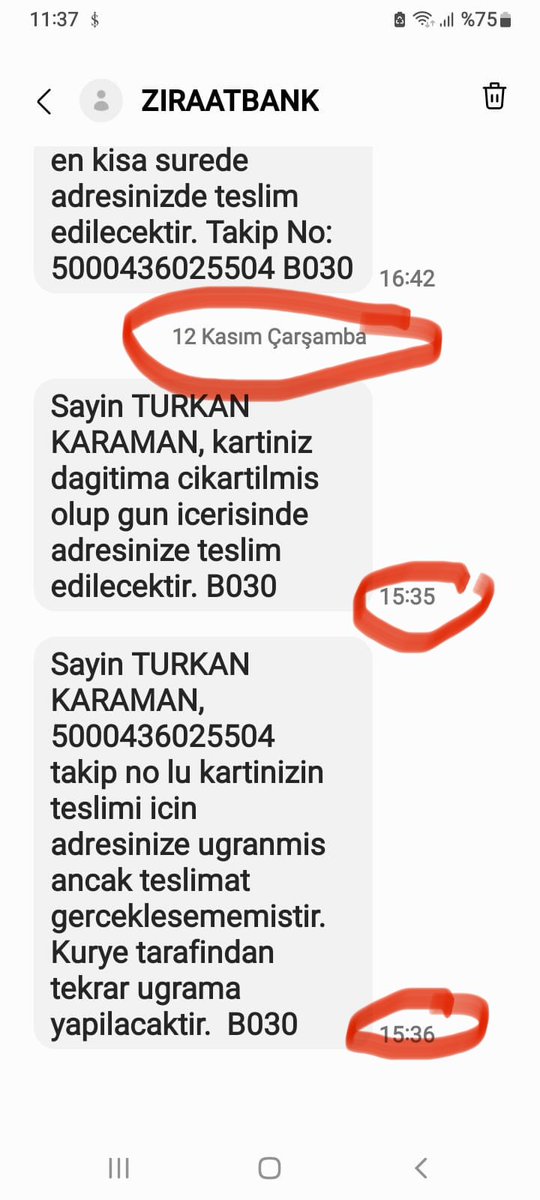 yf_karaman's tweet photo. @agtkurye 
Merhaba Sn İlgili

Annem Türkan Karaman, 78 yaşında ve iki kalçasından da protez ameliyatı geçirdiği için evden çıkamıyor. 

Fakat siz 12 Kasım saat 15.35 dağıtıma çıkardığınız kart için 1 dakika sonra, 15.36’da evde olmadığımızı tespit ettiniz. 👏👏👏

@ziraatbankasi https://t.co/RS8FtoH3T3