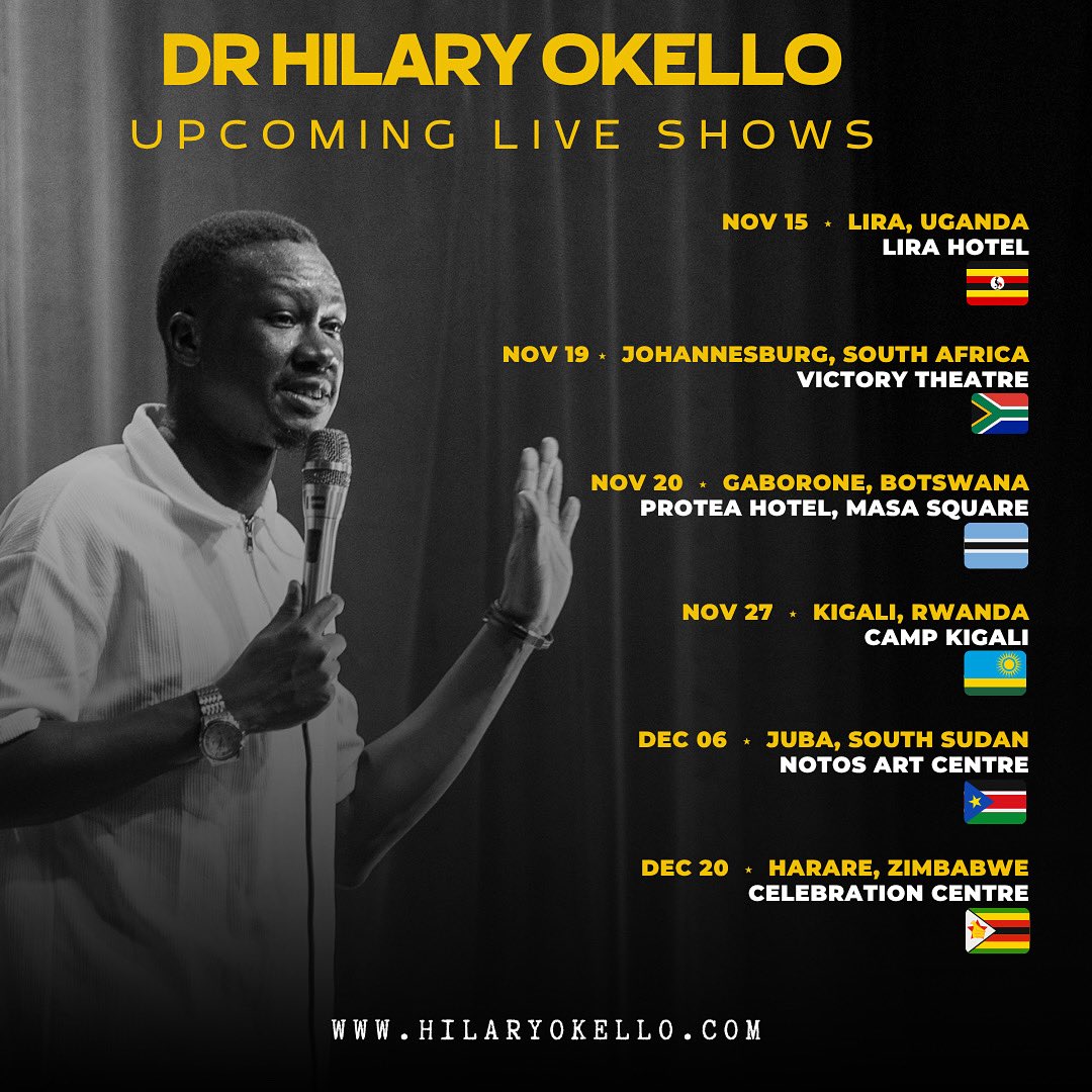 DrHilaryOkello's tweet image. Performing in Uganda, South Africa, Botswana, Rwanda, South Sudan &amp;amp; Zimbabwe this year. See you at a live show 👌❤️🇺🇬🇿🇦🇸🇸🇿🇼🇷🇼🇧🇼
