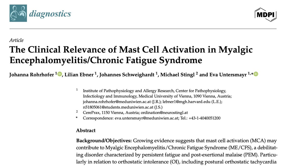 1) Had a look at this paper on 'The clinical relevance of Mast Cell Activation in ME/CFS'. 
Unfortunately, it's almost fully based on self-reported data and questionnaires. 

There are still almost no studies that looked deeper into MCAS in ME/CFS using proper biological tests.