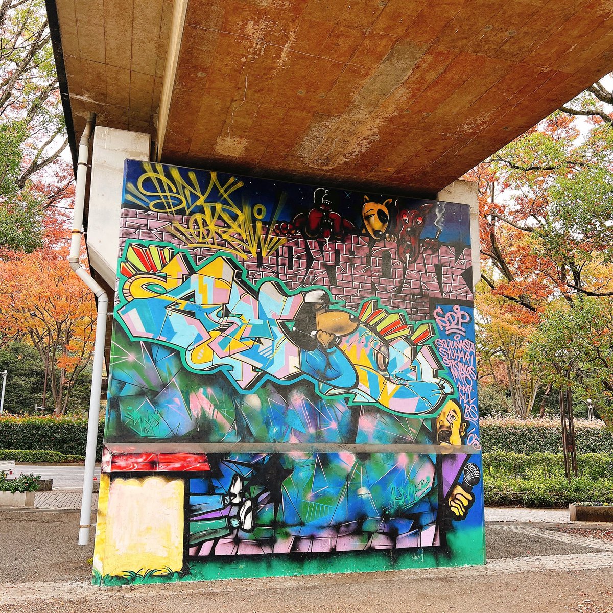 今日、時間調整も兼ねて代々木公園の壁の前で休憩。ここはLIZARD'S