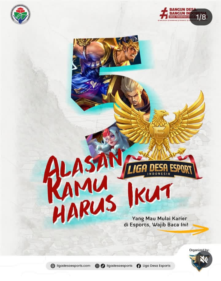 luckylangi73's tweet photo. 🔥 *Saatnya Buktiin Skill-mu di Liga Desa Esport 2026!* 🎮
🏆 Rebut kesempatan, genggam prestasi, dan jadilah kebanggaan desamu!
👉 *Daftar sekarang &amp; jadilah juara di Liga Desa Esport 2026!*
https://t.co/RCJqTcbySt
#LigaDesaEsports2026 
#LigaDesaEsports 
#tournamentmobilelegends https://t.co/vrFBJlPZ0x