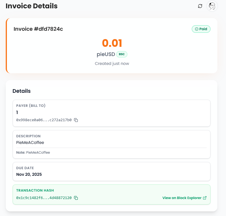 codefusion35378's tweet image. Just generated my first receipt for the @pieverse_io
#PieMeACoffee airdrop..It was easy as...PlE.
#Pieverse
#x402