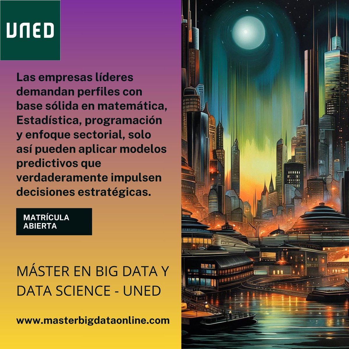 bigdatauned's tweet image. Un curso genérico no basta: lo que marca la diferencia son los perfiles con matemática, estadística y enfoque sectorial profundo.
Máster en Big Data y Data Science - UNED, 100 % enfocado al análisis de datos: masterbigdataonline.com
#BigData #DataScience @FundacionUNED