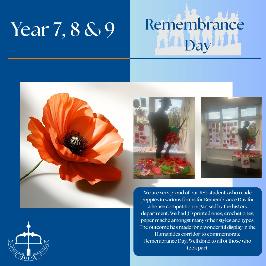 We are very proud of our KS3 students who made poppies in various forms for Remembrance Day for a house competition.