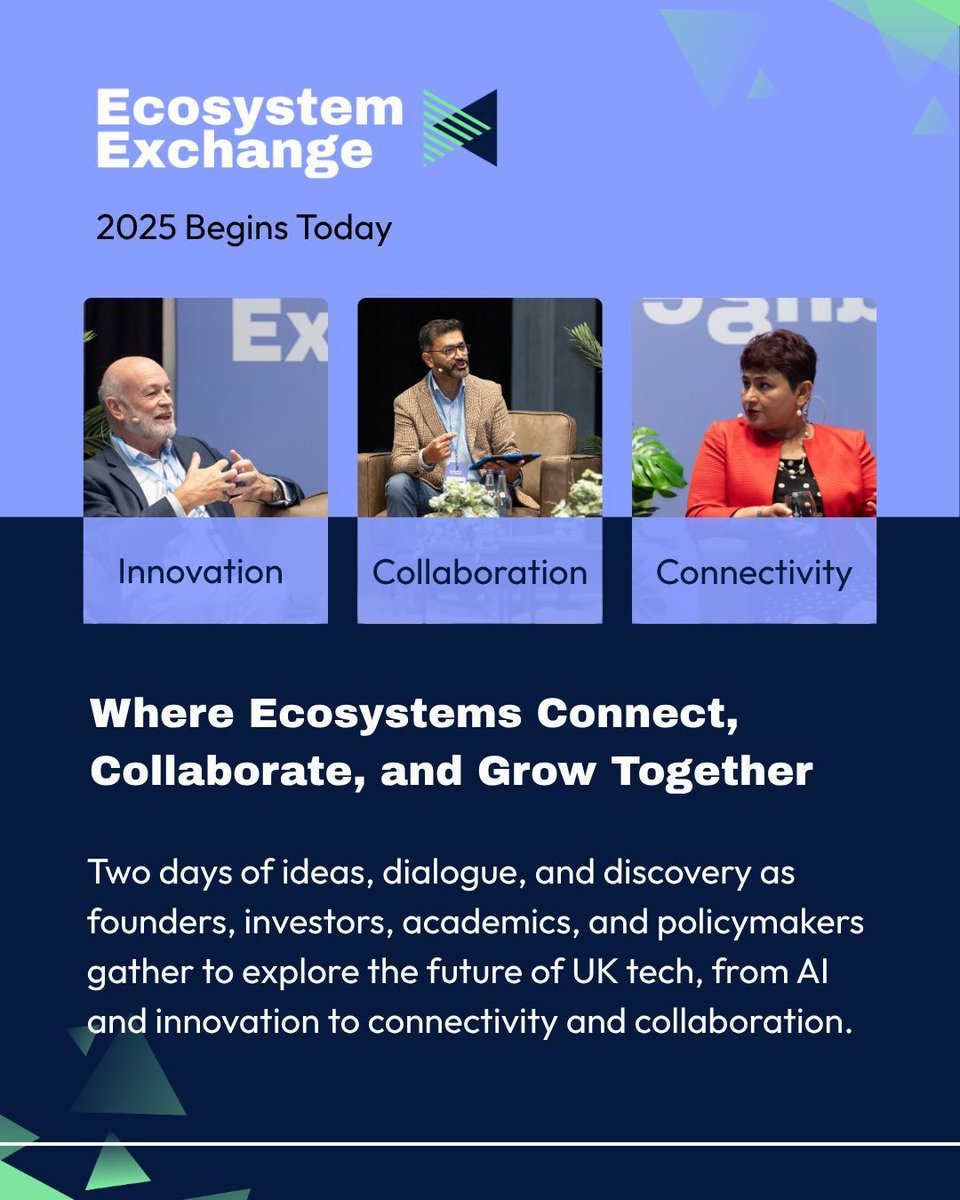 CodeBaseTech's tweet image. Ecosystem Exchange 2025 kicks off today!

Two days of bold ideas on AI, universities, national strategy &amp;amp; collaboration, featuring some of the UK and global ecosystem’s most influential voices 

Signup to receive your copy of the post-event report: lnkd.in/eBjyenHM