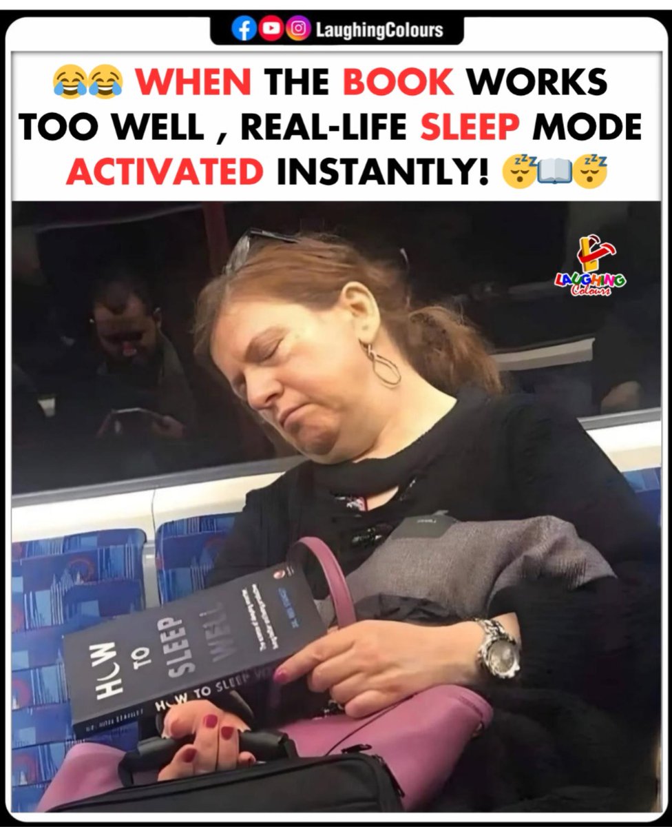 LaughingColours's tweet image. Book puts her to sleep 😴

#FunnyMeme #SleepMode #RelatableHumour #CommuterLife #LOL #EverydayFunny