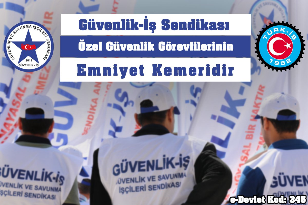 Güvenlik-İş Sendikası Özel güvenlik Görevlilerinin Emniyet Kemeridir...
Güvenlik-İş e-Devlet Kod: 345
#GüvenlikİşSendikası #Türkİş #ÖzelGüvenlik #ÖmerÇağırıcı