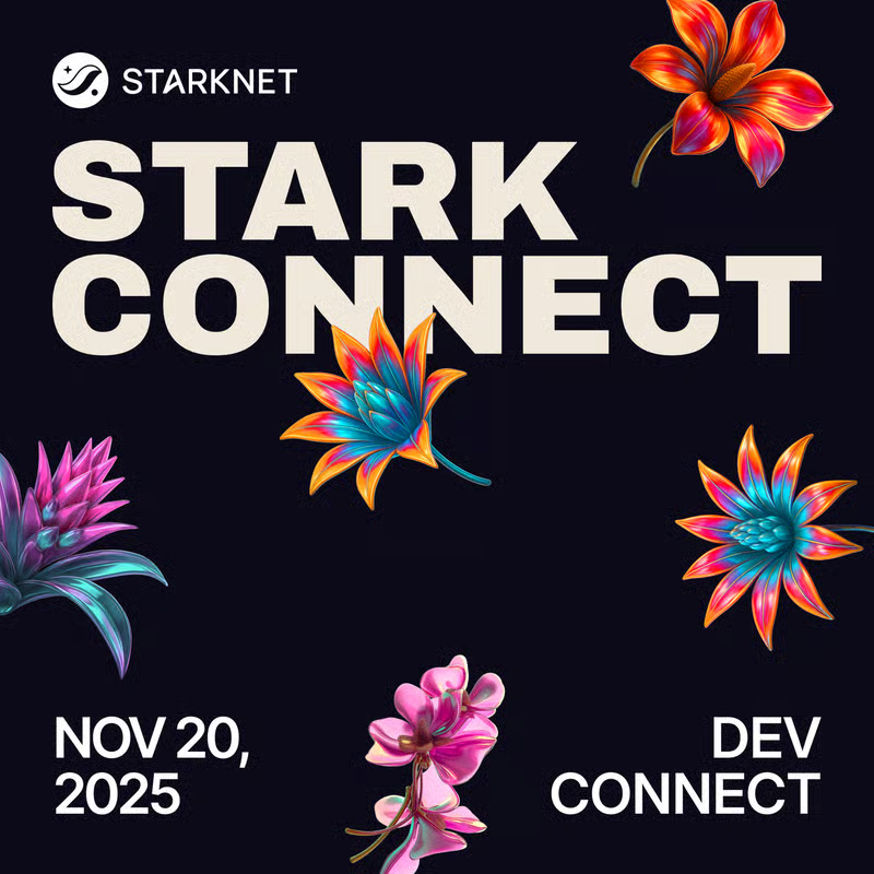 2/ StarkConnect, Nov 20, 9 M - 11 PM 🗓️

A full-day festival celebrating the Starknet ecosystem.

Panels, showcases, snacks, and a ton of familiar faces from Starknet Foundation, StarkWare, and the ecosystem.

Join us: luma.com/StarkConnect