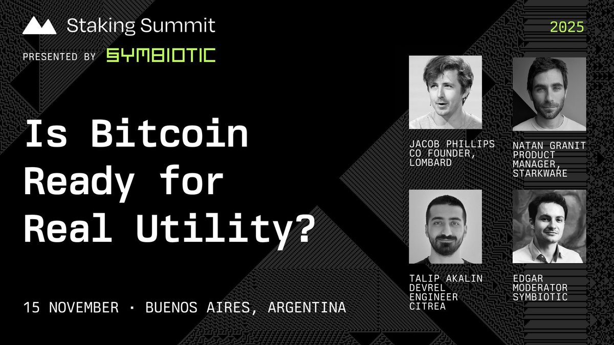 <a href="/paradex/">Paradex</a> <a href="/class_lambda/">LambdaClass</a> 5/ Staking Summit Buenos Aires, Nov 15–16 🗓️

Proud to see StarkWare’s very own <a href="/NatanGranit/">Natan Granit</a> speaking at the leading staking event.

He’ll present the STRK and BTC staking mechanisms powering Starknet.
👉 stakingsummit.com/tickets