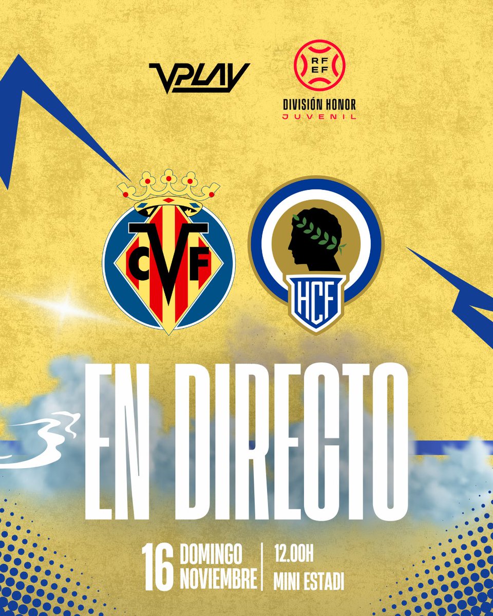 ¡Confirmado el partidazo de este fin de semana en V Play!📺

¡No te pierdas este domingo, a partir de las 12.00h, el encuentro entre el juvenil del Villarreal CF y el del Hércules CF!