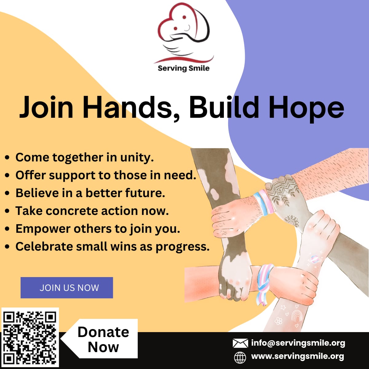 ServingSmileNGO's tweet image. Alone we can do so little, together we can do so much! 💪
Let’s build hope, share smiles, and serve humanity — one act of kindness at a time.
Support the cause. Donate now. ❤️

To donate: payu.in/web/D98F36C9FC…

#JoinHands #ServeHumanity #HopeBuilders #GiveBack #TogetherForGood