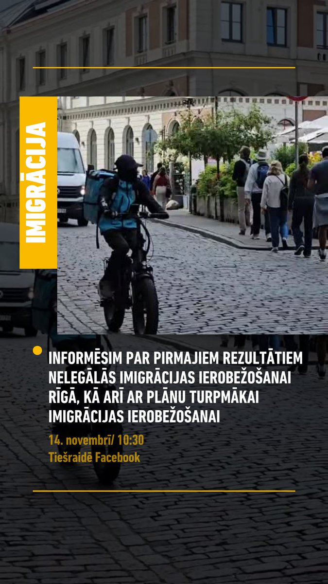 ‼️ Piektdien, 14. novembrī plkst. 10.30 Rīgas domē notiks preses brīfings par nelegālās imigrācijas ierobežošanai veltīto pasākumu Rīgā pirmajiem rezultātiem, kā arī iepazīstinās ar plānu imigrācijas ierobežošanai.
 
Pasākumā piedalīsies:
▪️ Rīgas vicemērs Edvards Ratnieks, 
▪️