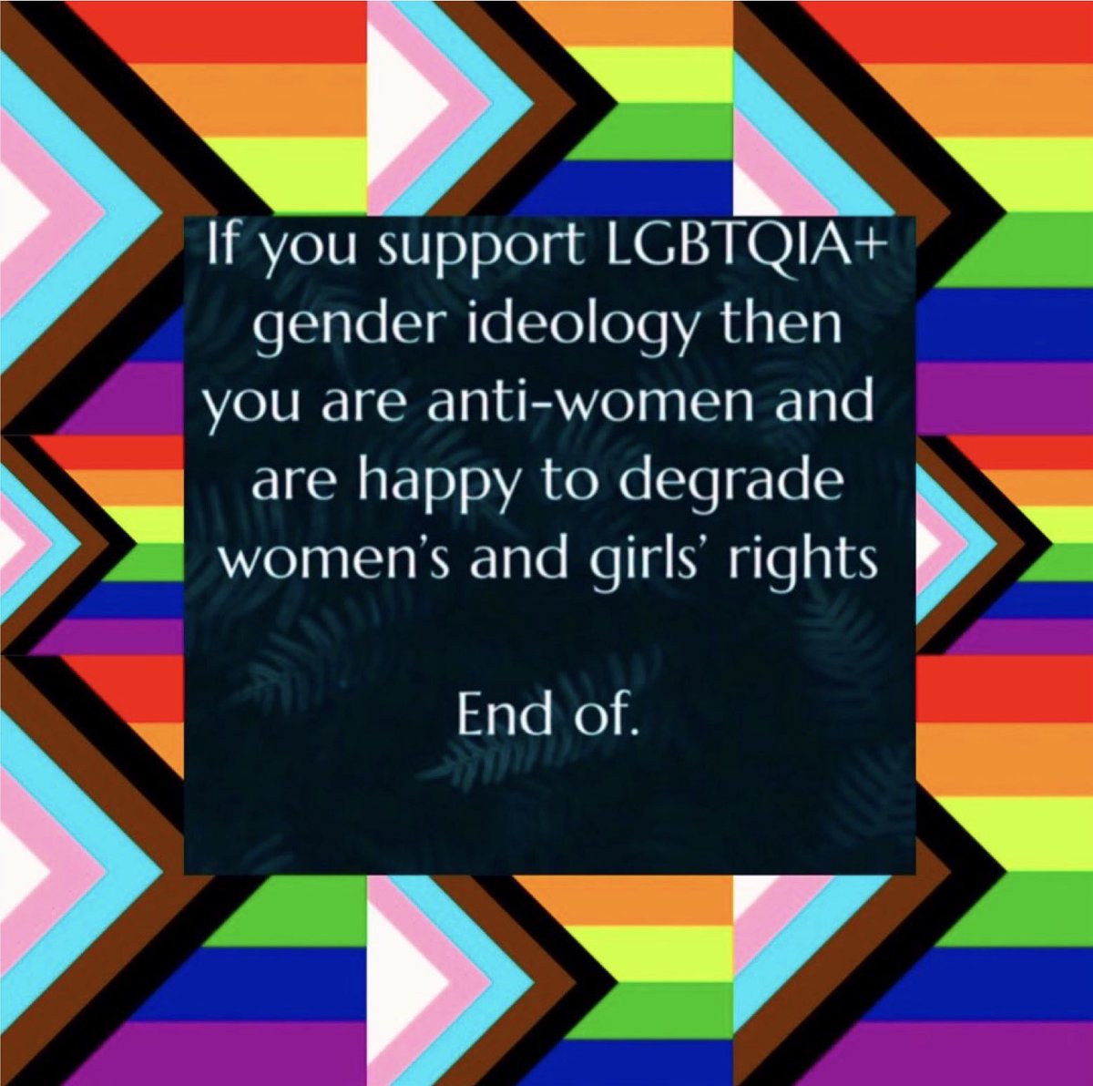 <a href="/RupertLowe10/">Rupert Lowe MP</a> Say it loud, say it clear:

If you support LGBTQIA+ gender ideology then you are anti-women and are happy to degrade women’s and girls’ rights.

<a href="/RupertLowe10/">Rupert Lowe MP</a> <a href="/WomenSafety_UK/">Women’s Safety Initiative</a> <a href="/WomensRightsNet/">Women's Rights Network - WRN</a> <a href="/sharrond62/">Sharron Davies MBE</a>