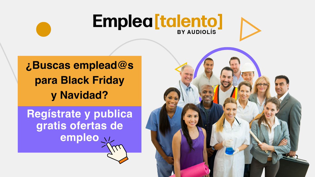 ¿Buscas personal para el Black Friday o Navidad?
En el portal Emplea Talento puedes publicar gratis tus ofertas y encontrar a los #profesionales que necesitas para reforzar tu equipo. 
Regístrate como empresa y encuentra a los #candidatos que necesitas.
📷 empleatalento.es