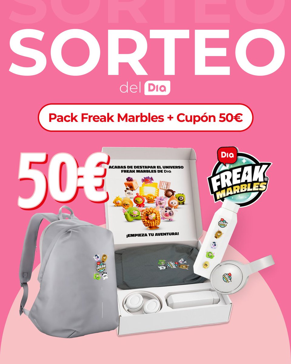 DIA_Esp's tweet image. 👾 Sorteo del Dia 👾

❗️Solo un verdadero fan de las Freak Marbles participaría en el sorteo de hoy 🔥 💪 Y además con un cupón de 50€ para tus compras en Dia 🛒

Aquí tienes los pasos para participar:

• Seguir a la cuenta oficial de @dia_esp
• Menciona a un amigo
• Like y…