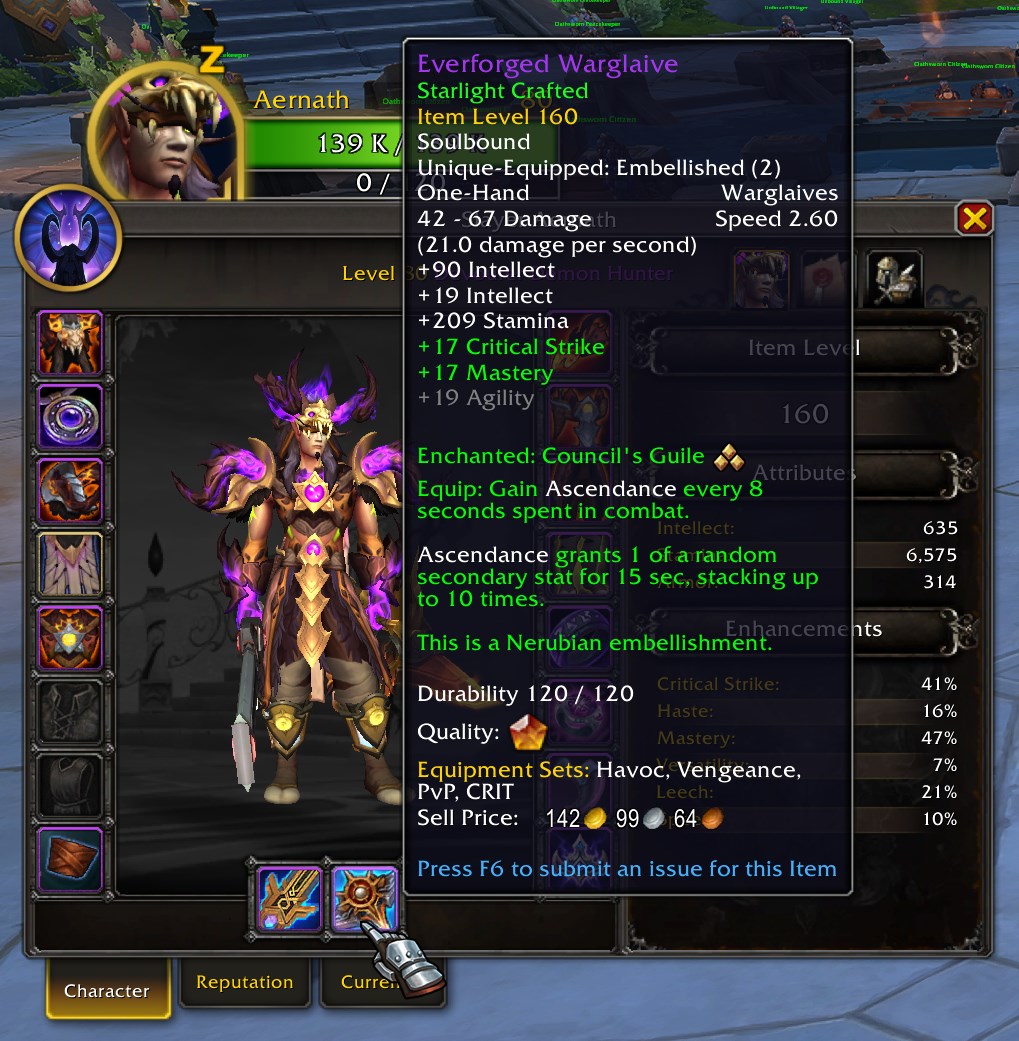 Aernath's tweet image. The new DH #Devourer spec though...
Seems shiny, but didn&apos;t get the gearing rules.
It seems like it wants Intellect as base stat, not sure if it&apos;s final but I thought it would convert Agility to Spell Power or something. I hope it would be like that, otherwise... Needless mess :P