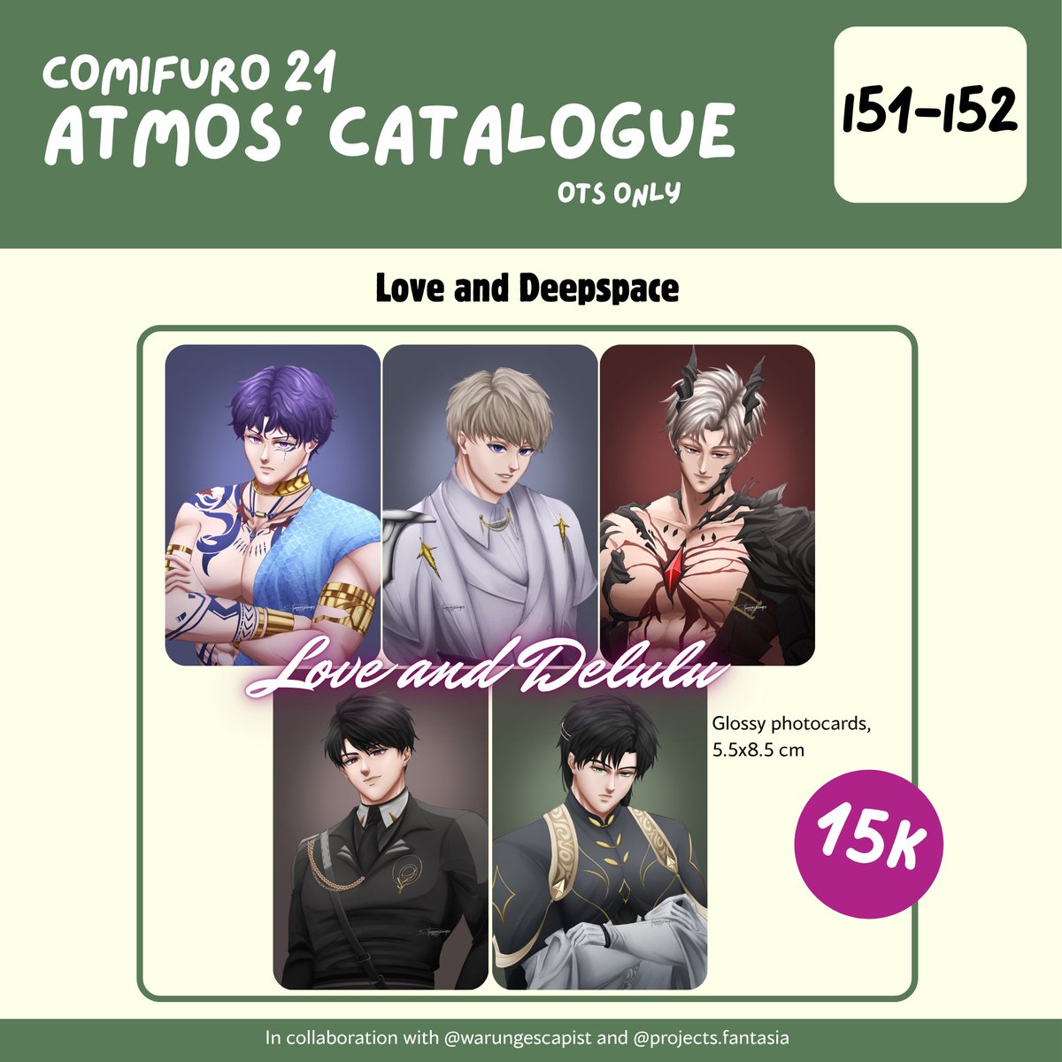 Pertama kalinya jualan di ceep kinda nervous 😞

Atmos' #Comifuro21 catalogue ✨
💸 OTS
📍booth CUPS MART I51-52
🧋 Call of Duty, Love and Deepspace

#CFXXI #CFXXICatalogue #CF21 #comifuro21catalogue