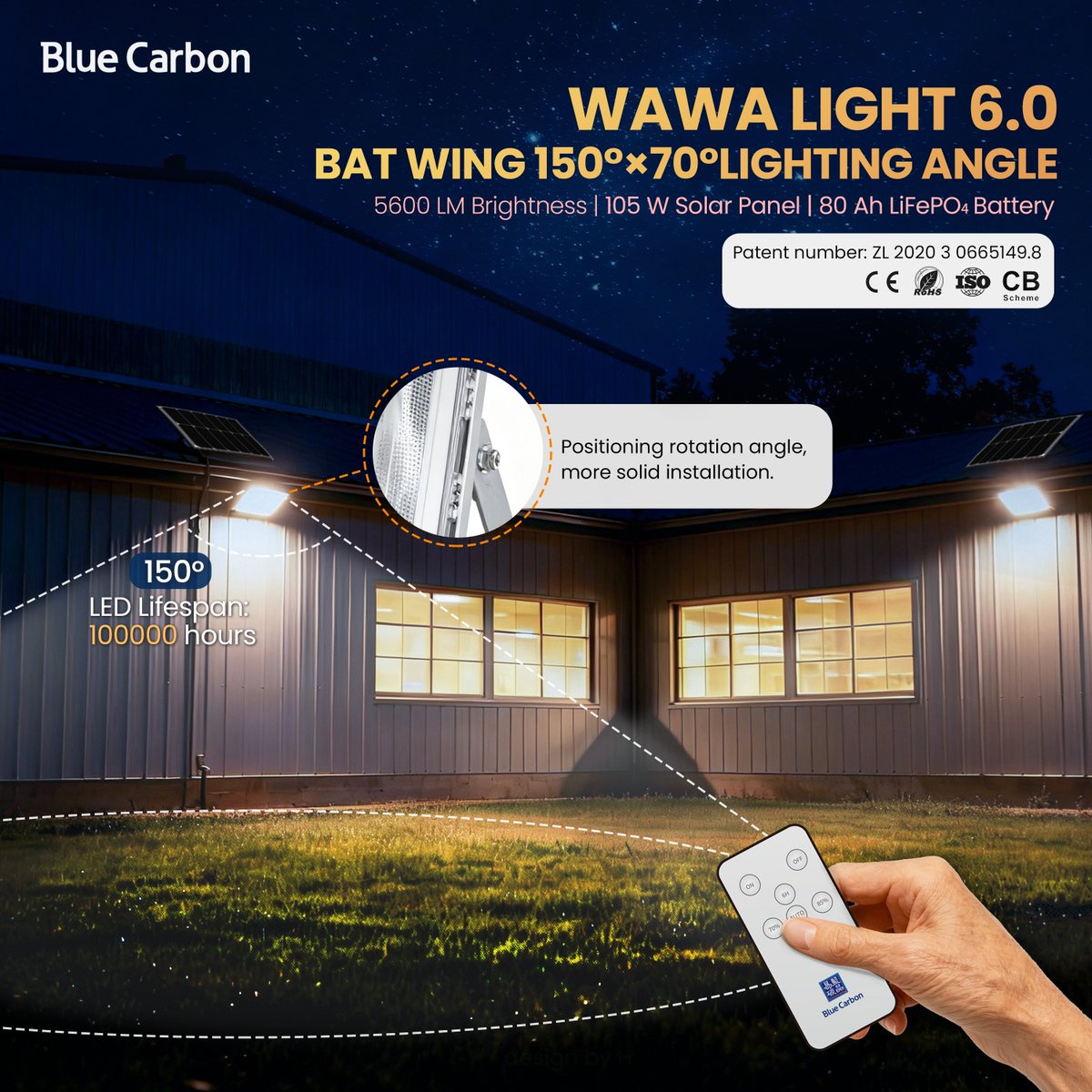 BlueCarbonPower's tweet image. 5600 lumens. 100,000 hours.
One purpose: own the night. 🌙
Meet WAWA LIGHT 6.0 — your pro-grade solar solution.

#BlueCarbon #SolarLighting #SolarTech #CleanEnergy #SolarSolutions #GoSolar  #GreenInnovation