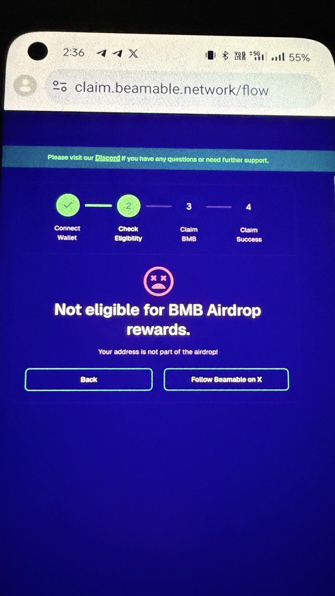 Just checked my eligibility for the Beamable (BMB) airdrop…
Website said: “Not eligible 😵‍💫”
I guess my wallet is allergic to airdrops 💀
🔗 Check yours here: claim.beamable.network/flow
If you’re eligible, you’ll need a small SOL fee to claim.
Already listed on KuCoin &amp;