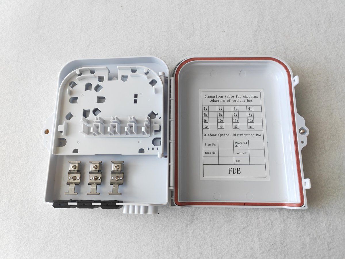 huang21435's tweet image. Outdoor fiber optic terminal box with 3 U-shape ports and 9 output ports. It can load PLC steel tube type
splitter and 8 SC simplex adapters for fiber connection and distribution OTB-0208J
#fiberoptic #FTB #fiberopticterminalbox