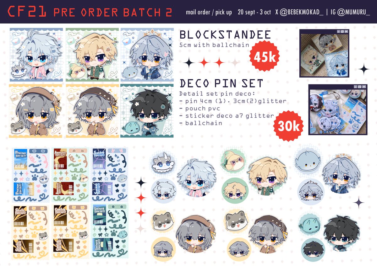 bebekmokad_'s tweet image. RTs are Highly appreciated! ♡

Ots catalogue + trade🪽

✦ project sekai - link click - honkai star rail - yohaji - alien stage - flins
(pls abisin gw ada 170+ trade) 
✦ O-08 both days! No booking

(Disini poto katalokny iak) 

#cf21 #comifuro21
#comifuro21catalogue
(1/3)