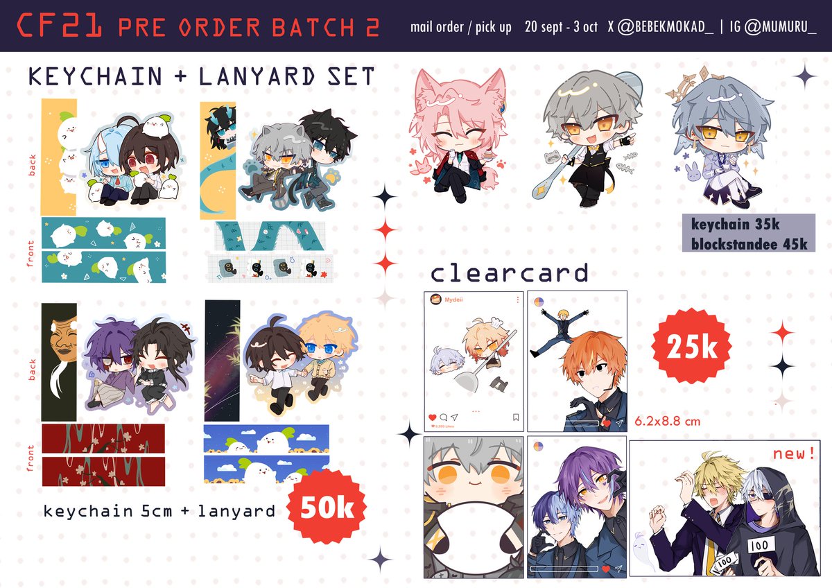 bebekmokad_'s tweet image. RTs are Highly appreciated! ♡

Ots catalogue + trade🪽

✦ project sekai - link click - honkai star rail - yohaji - alien stage - flins
(pls abisin gw ada 170+ trade) 
✦ O-08 both days! No booking

(Disini poto katalokny iak) 

#cf21 #comifuro21
#comifuro21catalogue
(1/3)