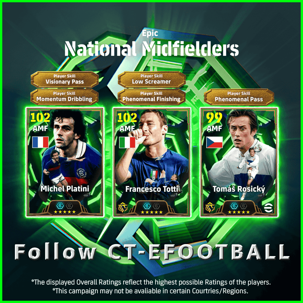 ct_efootball's tweet image. Official Epic Monday

【Epic: National Midfielders】

Michel Platini
Hole Player

Francesco Totti
Creative Playmaker

Tomas Rosicky
Hole Player

#eFootball #イーフト