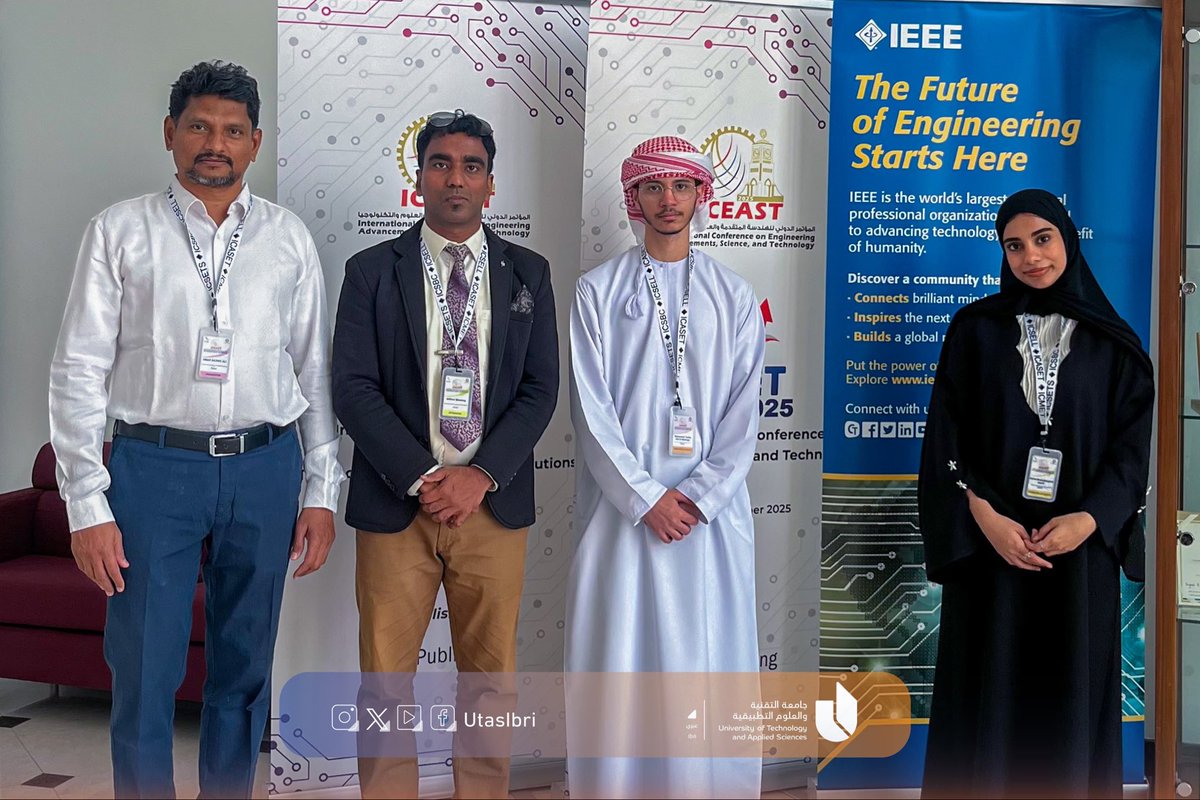 شاركت الطالبة عائشة بنت سعيد الزيدية من قسم علوم الحاسوب والمعلومات بفرع الجامعة  عبري  بورقتي بحث علميتين، تحت إشراف الدكتور ولفرد بلسينج، محاضر بقسم علوم الحاسوب والمعلومات، وذلك في المؤتمر الدولي الثاني لعلوم الطيران والهندسة والتكنولوجيا الذي نظمته الكلية التقنية العسكرية